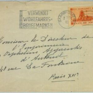 89355 - GERMANY Saar - POSTAL HISTORY -  COVER to FRANCE with nice postmark 1934