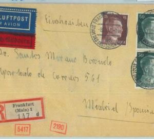 83534 - GERMANY - POSTAL HISTORY - COVER to SPAIN with Spanish CENSURE TAPE 1943