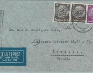 83525 - GERMANY - POSTAL HISTORY - COVER to SPAIN w/ CENSURE TAPE: Guerra Civil