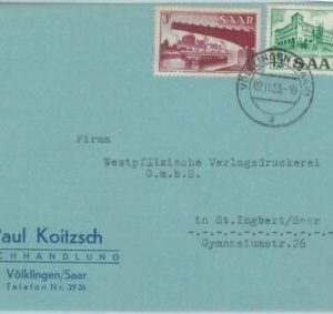 89361 - GERMANY Saar  - POSTAL HISTORY -  COVER from VOLKLINGEN  1953