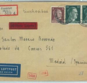 83537 - GERMANY - POSTAL HISTORY - COVER to SPAIN with Spanish CENSURE TAPE 1944
