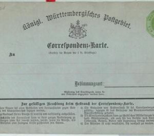 66753 - GERMANY Württemberg - Postal History - POSTAL STATIONERY CARD : P3