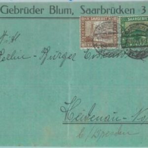89365 - GERMANY Saar  - POSTAL HISTORY -  COVER 1923 - Architecture BRIDGE
