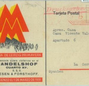 85158  GERMANY - POSTAL HISTORY - MECHANICAL Postmark on ADVERTISING POSTCARD