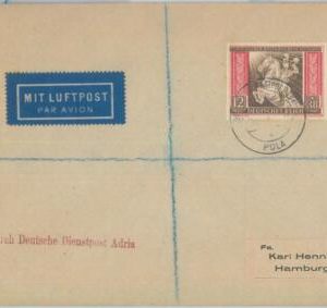 82016 - GERMANY Croatia - POSTAL HISTORY - COVER postmarked DIENSTPOST Pola