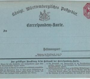 66751 - GERMANY Württemberg - Postal History - POSTAL STATIONERY CARD : P2