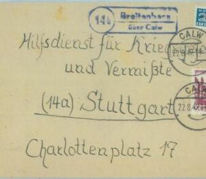 89238 - GERMANY Württemberg - Postal History - MIXED FRANKING on COVER 1949