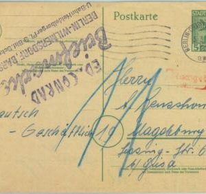89320 - GERMANY Berlin - Postal History -  STATIONERY Card: RED Nachgebuhr 1946