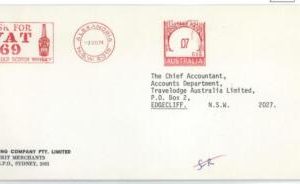 C2884 - AUSTRALIA - Postal History - MECHANICAL postmark WHISKY - VAT 69   1974
