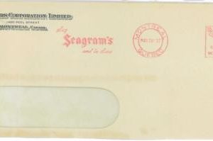 C2891 - CANADA - Postal History - MECHANICAL postmark - WHISKY Seagram's 1937