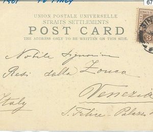 67384 - SINGAPORE  - Postal History -  POSTCARD to VENICE Itlay 1901