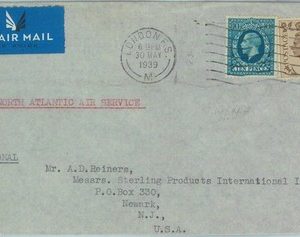89154 - GB - Postal History -  COVER to USA via NORTH ATLANTIC Air Service 1939