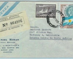 96819 - ARGENTINA - POSTAL HISTORY - Registered  COVER to the USA  - 1958  4$