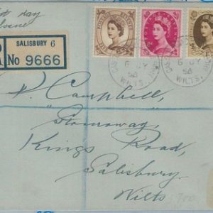 77764  - GB - Postal History -  SG # 522 + 525 + 529  on COVER - WRONG YEAR 1956