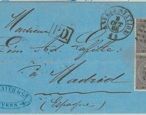 68806 - BELGIUM - Postal History -  COVER from ANVERS to Madrid SPAIN  1866