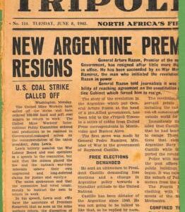 ZA1777 - LIBYA - VINTAGE  NEWSPAPER - Tripoli Times  - 8th June 1943