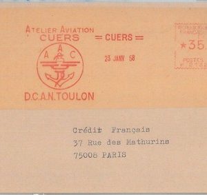 77863 - FRANCE - Postal History - Red MECHANICAL POSTMARK 1958 - Anchor BOATS