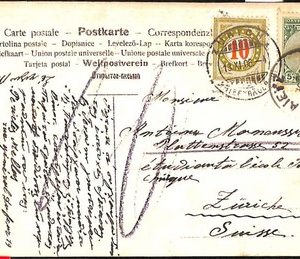 BK0118 - GREECE - POSTAL HISTORY - 1906 Olympics POSTCARD to SWITZERLAND Taxed!