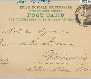 67386 - SINGAPORE  - Postal History -  POSTCARD to VENICE Itlay 1901