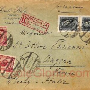 ad5967 - POLAND - Postal History -Registered Cover from BELARUS  to ITALY 1929