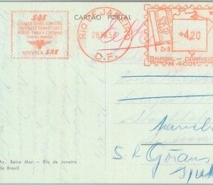 83246 - BRAZIL - POSTAL HISTORY -  Special Postmark on card 1953  Aviation SAS