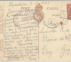 69996 - GB  - POSTAL HISTORY  - POSTCARD posted at sea PAQUEBOT Madeira 1925