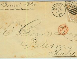 BK0780 - GB - POSTAL HISTORY - SG # 123 P. 12 on COVER from HULL to ITALY 1873