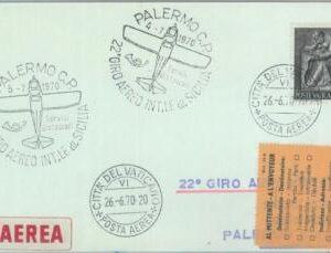 83065 - VATICANO  - Postal History - FLIGHT Cover: GIRO AEREO SICILIA - 1970