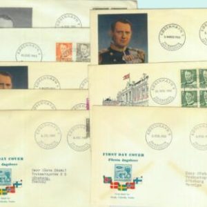 85080 - DENMARK - Postal History -  Lot of 8 FDC COVERS 1940/50's   ROYALTY