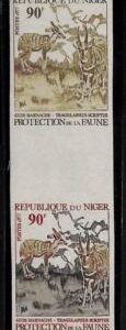 ZA0123a - NIGER - IMPERF stamp PAIR - FAUNA animals ANTELOPE 1977