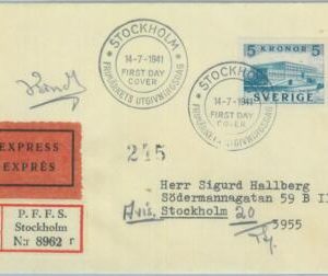 89046 -  SWEDEN - POSTAL HISTORY -  Registered FDC COVER 1941  - ARCHITECTURE