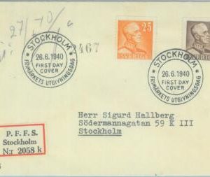 89045 -  SWEDEN - POSTAL HISTORY -  Registered FDC COVER 1940  - ROYALTY