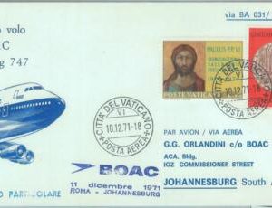 83093 - VATICANO - Postal History - FIRST FLIGHT: Rome  JOHANNESBURG  #  826 ED