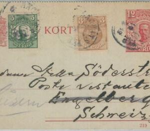 77640 - SWEDEN - POSTAL HISTORY -  STATIONERY CARD to SWITZERLAND 1919
