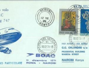83091 - VATICANO - Postal History - FIRST FLIGHT: Rome  NAIROBI  #  826 DE 1971