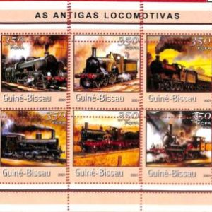 A0777 -  GUINEA-BISSAU - ERROR   MISSPERF SHEET - TRANSPORT Steam Trains 2001