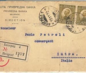 70155 - YUGOSLAVIA - POSTAL HISTORY - REGISTERED COVER to ITALY 1922