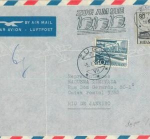 75743 - SWITZERLAND - Postal History - AIRMAIL  Cover to BRAZIL 1959 Birds SWAN