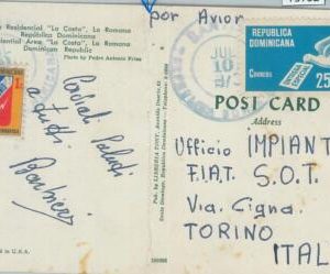 75752 - DOMINICANA - Postal History - AIRMAIL postcard to ITALY 1970's Birds