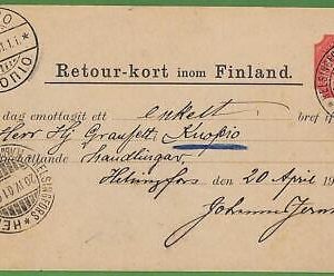 ad0671 - FINLAND Russia - Postal History - STATIONERY: Return Card Mi# RS10 1901