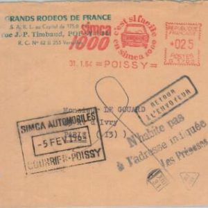 75813 - FRANCE - Postal History - ADVERTISING Postmark 1964 Auto CARS Simca 1000