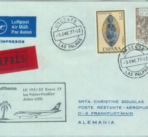 83188 - SPAIN - Postal History - FIRST FLIGHT:  Las Palmas  Frankfurt  - 1977