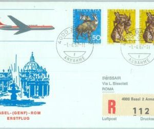 83211 - SWITZERLAND - Postal History - FIRST FLIGHT:  Basel - Rome  # 659 AA
