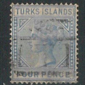 70631 -  TURKS ISLAND - STAMP : Stanley Gibbons #  50 -  USED: MUTE T postmark