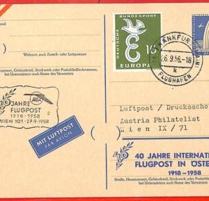 aa3395 - GERMANY Berlin - Postal History - Special Flight STATIONERY CARD  1958