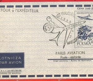 aa3414 - POLONIA - Postal History - FIRST FLIGHT Cover WARSAW - PARIS  1959