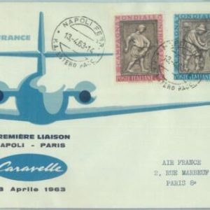 82898 - ITALY - Postal History - FIRST FLIGHT: Napoli     Paris# 508 AA  1963