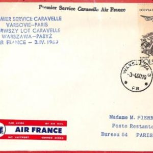 aa3411 - POLONIA - Postal History - FIRST FLIGHT Cover WARSAW - PARIS  1960
