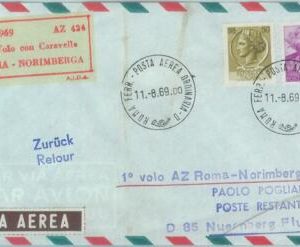 82925 - ITALY - Postal History - FIRST FLIGHT:   Rome - Nuremberg 1969