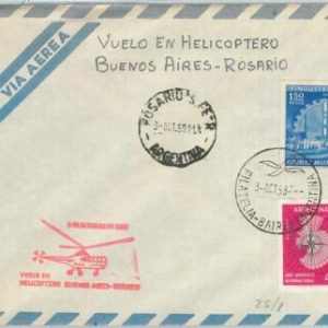 77100 - ARGENTINA - POSTAL HISTORY - HELICOPTER Flight : BA to  ROSARIO 1959